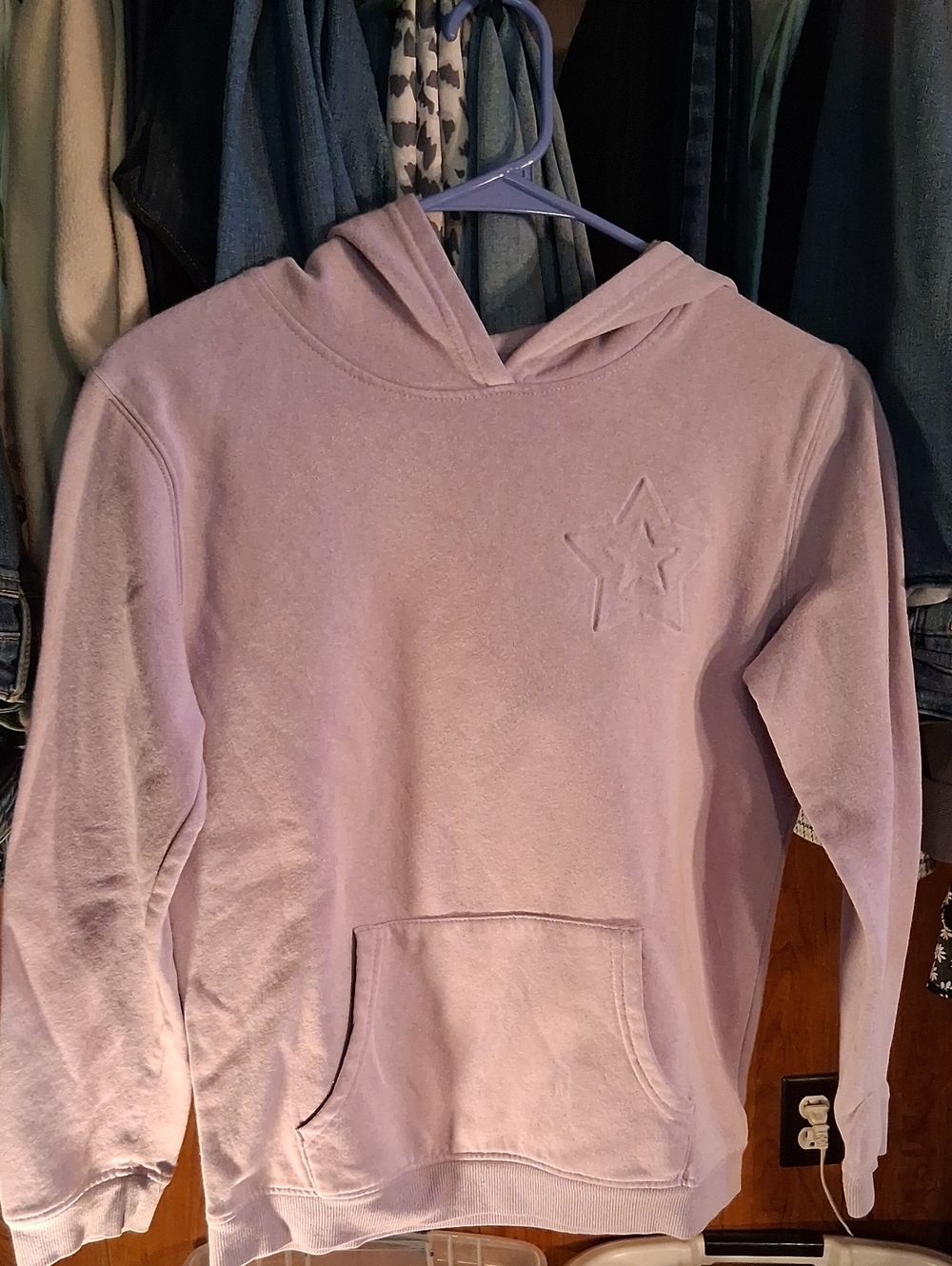 Kids Lavender Hooded Pullover Sweatshirt with Star Detail